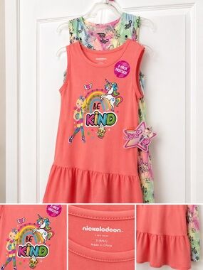 Nickelodeon Coral & Rainbow JoJo Siwa 'Be Kind' Graphic Tank Dresses - 2-Pack